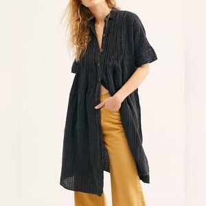 Free People Pintucked Maxi Buttondown